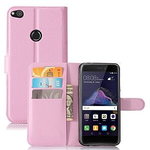 Θήκη HUAWEI P8 Lite (2017) OEM Litchi Grain Flip Wallet δερματίνη ροζ