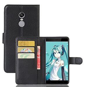 Θήκη XIAOMI Redmi Note 4X OEM Litchi Texture Leather Flip Wallet δερματίνη μαύρο