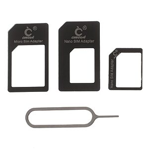 Sim adapter 4 in 1 Nano / Micro / Standard / Eject Pin μαύρο OEM