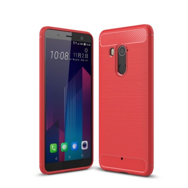 Θήκη HTC U11 Plus OEM Brushed TPU Carbon Πλάτη κόκκινο
