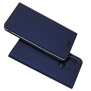 υποδοχή καρτών και μαγνητικό κούμπωμα Flip Wallet δερματίνη μπλε