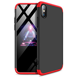 Θήκη GKK Full body Protection 360° από σκληρό πλαστικό για iPhone Xs μαύρο / κόκκινο