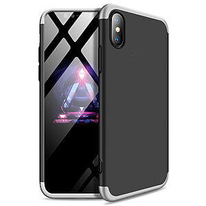 Θήκη GKK Full body Protection 360° από σκληρό πλαστικό για iPhone Xs Max μαύρο / ασημί