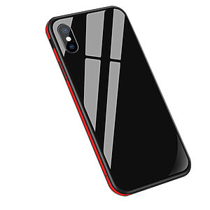 Θήκη iPhone XS Sulada Tempered Glass Hybrid Metal Series πλάτη TPU κόκκινο