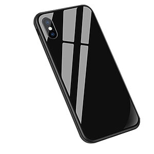Θήκη iPhone XS Sulada Tempered Glass Hybrid Metal Series πλάτη TPU μαύρο
