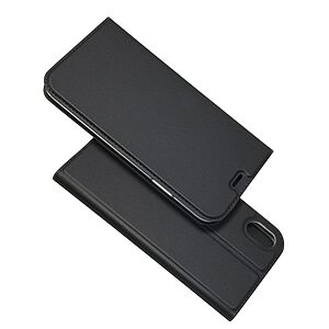 υποδοχή καρτών και μαγνητικό κούμπωμα Flip Wallet δερματίνη μαύρο