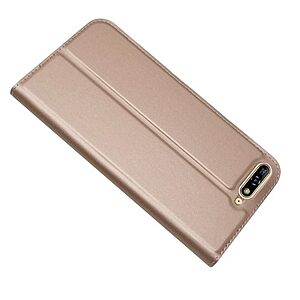 Θήκη Huawei Y6 (2018) Mad Mask Skin Pro Series με βάση στήριξης, υποδοχή καρτών και μαγνητικό κούμπωμα Flip Wallet δερματίνη ροζ χρυσό - Image 4