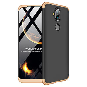 Θήκη Nokia 8.1 GKK Full body Protection 360° από σκληρό πλαστικό μαύρο / χρυσό