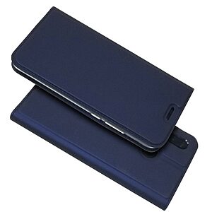 υποδοχή καρτών και μαγνητικό κούμπωμα Flip Wallet δερματίνη μπλε σκούρο