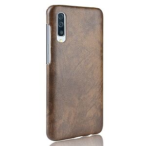 Θήκη Samsung Galaxy A50 / A30s OEM Litchi Skin Leather Plastic Series Πλάτη από σκληρό πλαστικό με επένδυση δερματίνης καφέ - Image 4