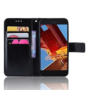 Θήκη Xiaomi Redmi Go OEM Crazy Horse Leather με βάση στήριξης, υποδοχές καρτών και μαγνητικό κούμπωμα Flip Wallet δερματίνη μαύρο - Image 5