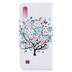 Θήκη Samsung Galaxy A10 OEM σχέδιο Flowered Tree με βάση στήριξης, υποδοχές καρτών και μαγνητικό κούμπωμα Flip Wallet δερματίνη - Image 3