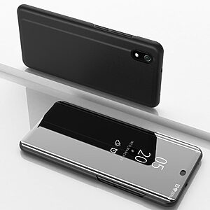 Θήκη Xiaomi Redmi 7A OEM Mirror Surface View Stand Case Cover Flip Window πλαστική μαύρο