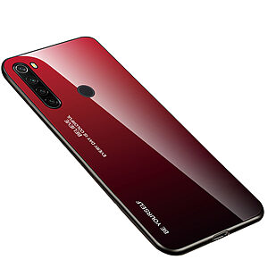 Θήκη Xiaomi Redmi Note 8T OEM Gradient Color Laser Carving Tempered Glass Πλάτη TPU μαύρο / κόκκινο
