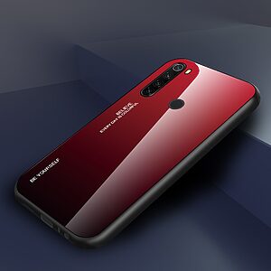 Θήκη Xiaomi Redmi Note 8T OEM Gradient Color Laser Carving Tempered Glass Πλάτη TPU μαύρο / κόκκινο - Image 3