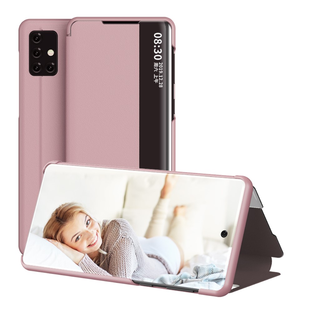 Θήκη Samsung Galaxy A51 OEM Half Mirror Surface View Stand Case Cover Flip Window από συνθετικό δέρμα ροζ χρυσό Θήκη Samsung Galaxy A51 OEM Half Mirror Surface View Stand Case Cover Flip Window από συνθετικό δέρμα ροζ χρυσό