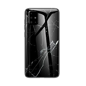 Θήκη Samsung Galaxy A51 OEM σχέδιο Marble με Πλάτη Tempered Glass TPU μαύρο