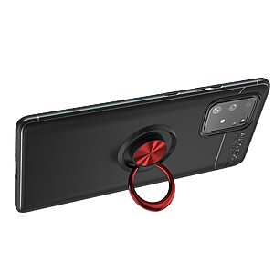 υποδοχή καρτών και μαγνητικό κούμπωμα Flip Wallet από συνθετικό δέρμα και TPU μαύρο / κόκκινο