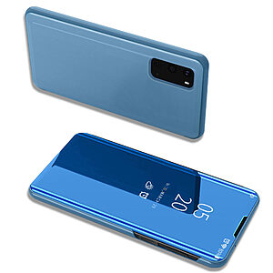 Θήκη Samsung Galaxy S20 OEM Mirror Surface View Stand Case Cover Flip Window γαλάζιο