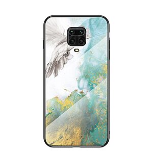 Θήκη Xiaomi Redmi Note 9S OEM σχέδιο Marble με Πλάτη Tempered Glass TPU σχέδιο flying Pigion