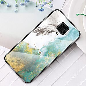 Θήκη Xiaomi Redmi Note 9s / Note 9 Pro / Note 9 Pro Max OEM σχέδιο Marble με Πλάτη Tempered Glass TPU σχέδιο flying Pigion - Image 2