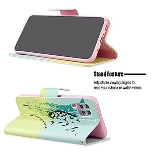 Θήκη Huawei P40 Lite OEM Feather & Birds με βάση στήριξης, υποδοχές καρτών και μαγνητικό κούμπωμα Flip Wallet από συνθετικό δέρμα και TPU - Image 5