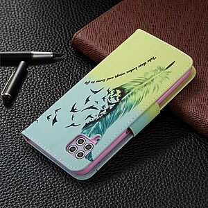 Θήκη Huawei P40 Lite OEM Feather & Birds με βάση στήριξης, υποδοχές καρτών και μαγνητικό κούμπωμα Flip Wallet από συνθετικό δέρμα και TPU - Image 4
