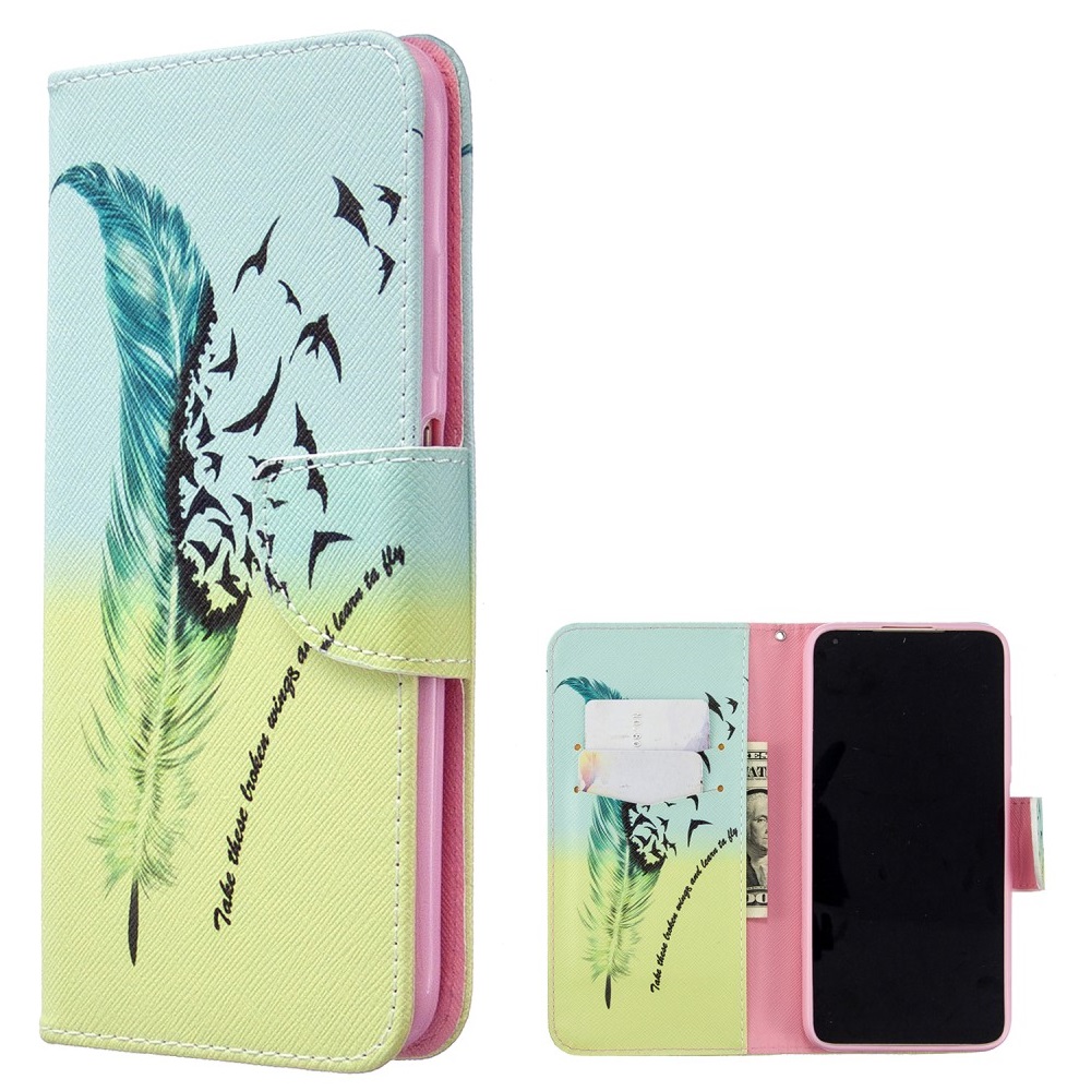 thiki-huawei-p40-lite-feather-birds-wallet-24552 Θήκη Huawei P40 Lite OEM Feather & Birds με βάση στήριξης, υποδοχές καρτών και μαγνητικό κούμπωμα Flip Wallet από συνθετικό δέρμα και TPU - Image 1