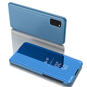 Θήκη Samsung Galaxy A41 OEM Mirror Surface View Stand Case Cover Flip Window γαλάζιο