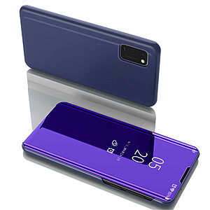 Θήκη Samsung Galaxy A41 OEM Mirror Surface View Stand Case Cover Flip Window μπλε