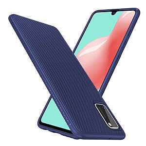 Θήκη Samsung Galaxy A41 OEM Twill Texture Carbon Πλάτη TPU μπλε