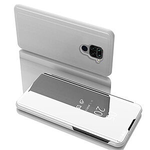 Θήκη Xiaomi Redmi Note 9 OEM Mirror Surface View Stand Case Cover Flip Window ασημί