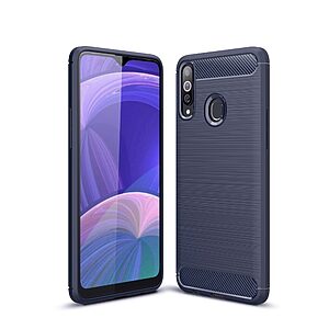 Θήκη Samsung Galaxy A20s OEM Brushed TPU Carbon Πλάτη μπλε