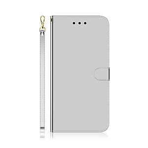 υποδοχές καρτών και μαγνητικό κούμπωμα Flip Wallet από συνθετικό δέρμα και TPU ασημί