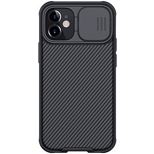 Θήκη iPhone 12 Mini NiLLkin Camshield Series Πλάτη με προστασία για την κάμερα από σκλήρό Premium TPU μαύρο