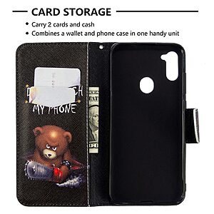 Θήκη Samsung Galaxy M11 OEM Angry bear with chainsaw με βάση στήριξης, υποδοχές καρτών και μαγνητικό κούμπωμα Flip Wallet από συνθετικό δέρμα και TPU - Image 3
