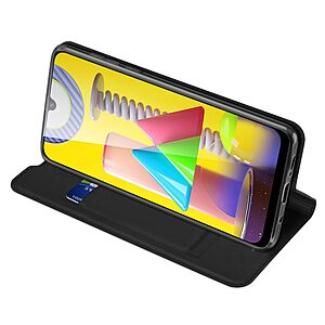Θήκη Samsung Galaxy M31 DUX DUCIS Skin Pro Series με βάση στήριξης, υποδοχή καρτών και μαγνητικό κούμπωμα Flip Wallet από συνθετικό δέρμα και TPU μαύρο - Image 5