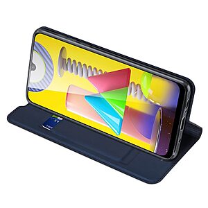 Θήκη Samsung Galaxy M31 DUX DUCIS Skin Pro Series με βάση στήριξης, υποδοχή καρτών και μαγνητικό κούμπωμα Flip Wallet από συνθετικό δέρμα και TPU μπλε - Image 5