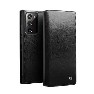 Θήκη Samsung Galaxy Note 20 QIALINO book με μαγνητικό κούμπωμα από Premium αυθεντικό δέρμα Genuine Cowhide μαύρο