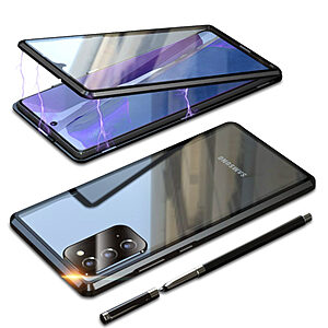 Θήκη Samsung Galaxy Note 20 OEM Μεταλλική με εσωτερικό μαγνήτη και Premium Tempered Glass διπλής όψης μαύρο