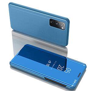 Θήκη Samsung Galaxy S20 FE OEM Mirror Surface Series Flip Window δερματίνη χρυσό γαλάζιο