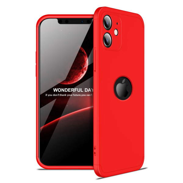 Θήκη GKK Full body Protection 360° από σκληρό πλαστικό για iPhone 12 κόκκινο