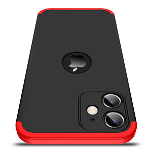 Θήκη GKK Full body Protection 360° από σκληρό πλαστικό για iPhone 12 μαύρο / κόκκινο - Image 2