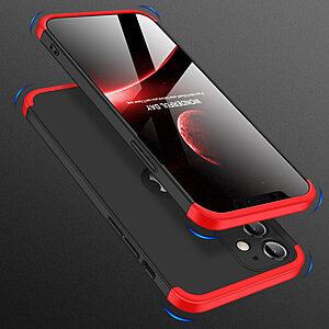 Θήκη GKK Full body Protection 360° από σκληρό πλαστικό για iPhone 12 μαύρο / κόκκινο - Image 4