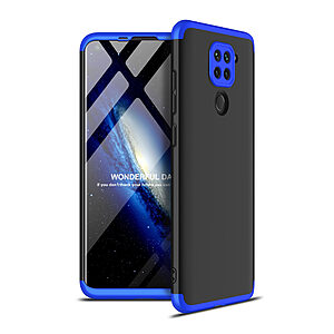 Θήκη GKK Full body Protection 360° από σκληρό πλαστικό για Xiaomi Redmi Note 9 μαύρο / μπλε