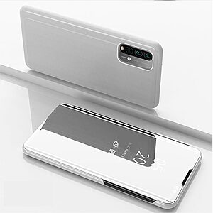 Θήκη Xiaomi Poco M3 OEM Mirror Surface Series Flip Window δερματίνη ασημί