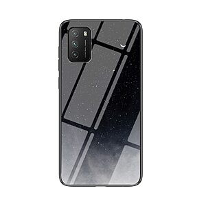 Θήκη Xiaomi Poco M3 OEM σχέδιο Starry Moon με πλάτη από Tempered Glass και εσωτερικό TPU