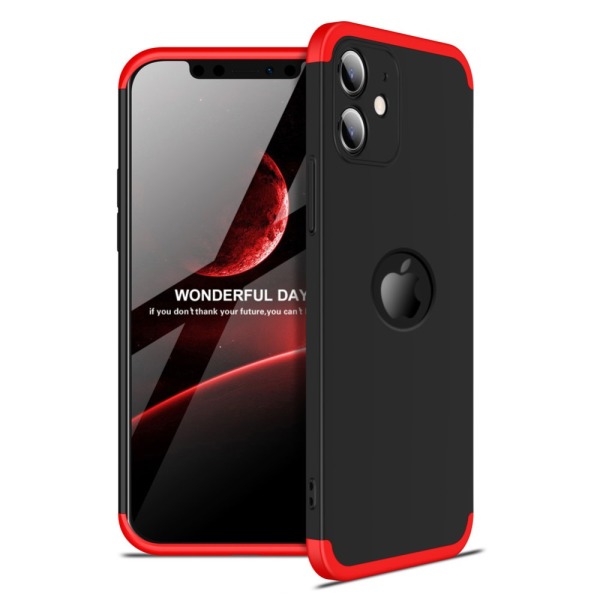 Θήκη GKK Full body Protection 360° από σκληρό πλαστικό για iPhone 12 mini μαύρο / κόκκινο