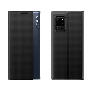 Θήκη Samsung Galaxy A02S OEM Half Mirror Active Smart View Stand Cover με μαγνητικό κούμπωμα από συνθετικό δέρμα μαύρο