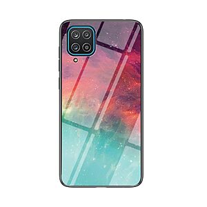 Θήκη Samsung Galaxy A12 OEM σχέδιο Colorful Sky με πλάτη από Tempered Glass και εσωτερικό TPU